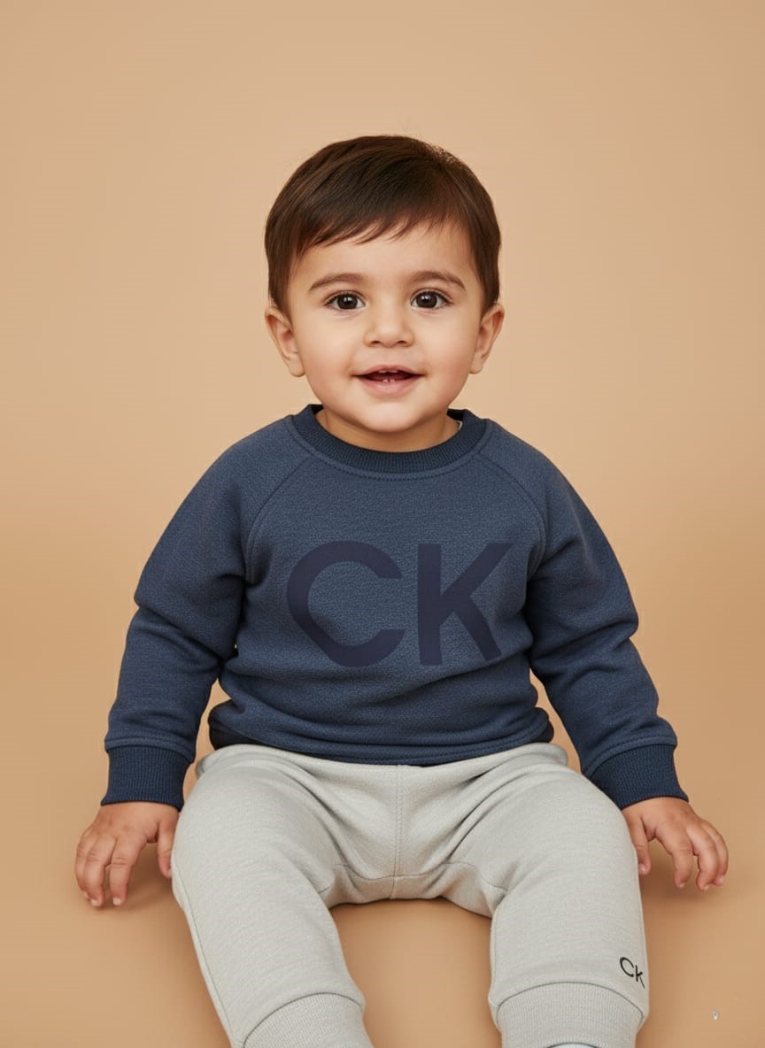WhatsApp Image 2025-10-29 at 7.08.03 PM (1) Baby Calvin Klein Navy & Grey CK Logo Sweatshirt & Jogger Set - Image 1