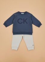 Baby Calvin Klein Navy & Grey CK Logo Sweatshirt & Jogger Set - Image 2