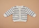 Fluffy Striped Toddler Sweater for Girls - Soft Knit Button-Up Style - Image 2