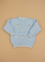 Adorable Blue Toddler Bunny Sweater - Cozy Knit with Cute Appliques - Image 2
