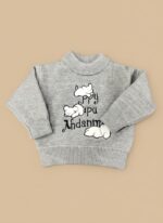 Cute Grey Toddler Graphic Sweater - Cozy Mock Neck with Fun Design - Image 2