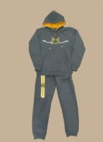 Dynamic Boys Athletic Tracksuit - Grey Hoodie & Joggers with Sporty Logos - Image 2