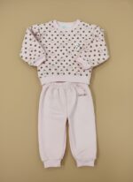 Adorable Girls Pink Tracksuit - Polka Dot Sweatshirt