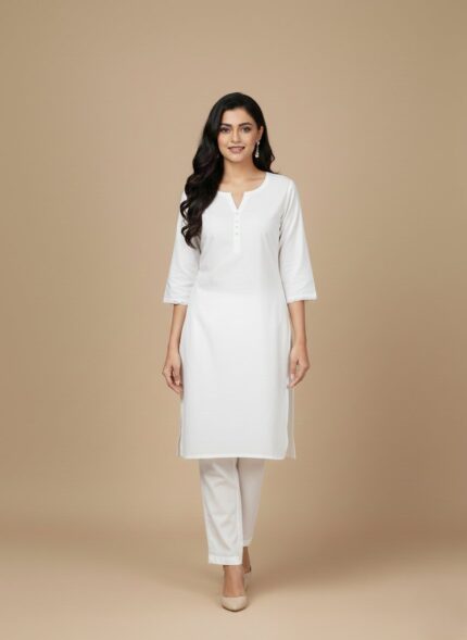 White slim-fit ankle pants for women, folded neatly on a light brown surface, showcasing their fabric and cut.