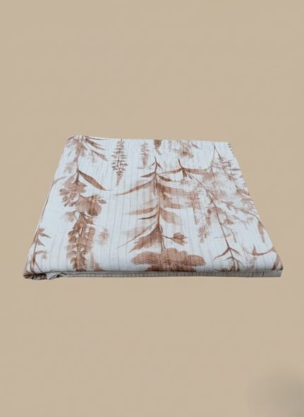 Close-up of the intricate digital floral print on Rice Karandi fabric from the Zara Meer Spring Digital Printed Karandi Design 01 collection