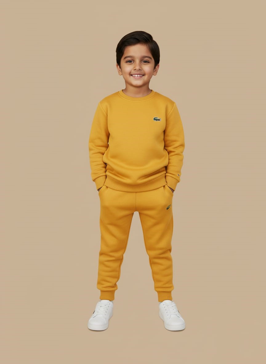 Boys Yellow Tracksuit | Lacoste Crew Neck 2 Boys Yellow Tracksuit | Lacoste Crew Neck Sweatshirt & Joggers | Shop Kids' Fashion
