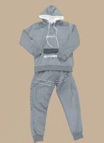 Stylish Boys Tracksuit Set - Grey Hoodie & Joggers with "Hello Buddy" Print - Image 2