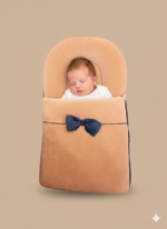 Brown velour baby sleeping bag with stitched finish Newborn winter sleeping bag front view Soft padded baby sleeping bag for cold weather Unisex baby sleep bag with cozy design Warm velour sleeping bag for newborn comfort Baby Sleeping Bag