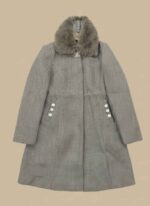 Beige V-Neck Knit Coat - Chunky Knit Outerwear - Image 2