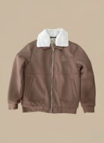 Men's Textured Grey Zip-Up Jacket with  Collar - Image 3