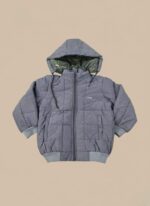 Nike Hooded Jacket – Blue & Grey Chevron Puffer Coat - Image 2