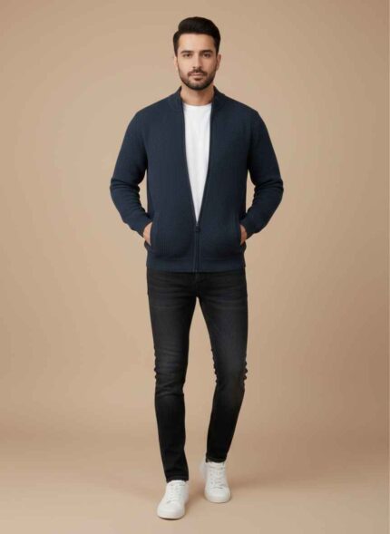 Dark gray whool sweater for men with premium stitched texture Skin colored winter sweater for men by Gelani's brand Sophisticated gray whool sweater for men in free size fit Close-up of premium whool fabric and stitched seams on winter wear Stylish men's whool sweater in skin color for Pakistan winter whool sweater for men