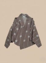 Knit Cap shawl for Women - Open-Front Shawl Cape with Geometric Pattern - Image 3