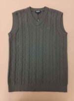 Men's Beige Cable-Knit Sweater Vest - Classic V-Neck Sleeveless Knit - Image 2