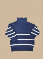 Navy & White Stripe Quarter-Zip - Image 2