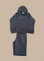Nike Charcoal Gray Fleece Men's Hoodie Tracksuit - Comfort Pullover Set - Image 2