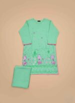 Hand Painted Cotton Suit Pakistan | 2pc Light Green Set - Image 2