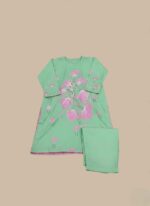 Hand Painted Cotton Kurti Pakistan - Light Green 1 PC - Image 2