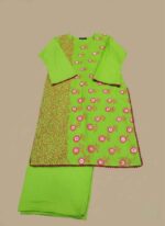 Hand Painted Cotton Suit Pakistan | 2pc Parrot Green - Image 2