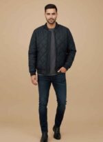 Black parachute jacket for men with quilted diamond stitching Navy blue winter parachute jacket for men with side pockets Gelani's men's stitched parachute jacket in light gray color Skin color windproof parachute jacket for men front view Durable winter outerwear for men in Pakistan by Gelani's brand parachute jacket for men