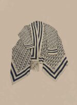 Elegant Light Grey Mid-Length Quilted Cap Shawl - Image 4