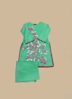 Buy 2 Pc Hand Painted Cotton Suit Pakistan | Light Green - Image 2