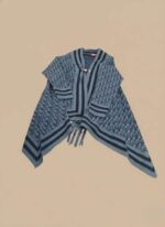 Elegant Light Grey Mid-Length Quilted Cap Shawl - Image 3