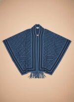 Elegant Light Grey Mid-Length Quilted Cap Shawl - Image 2