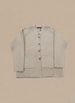 Chunky Knit Sweater with Pockets - V-Neck Button-Front - Image 2