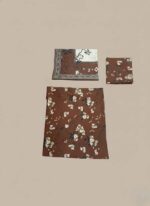 Gelani's 3pc unstitched khaddar suit - Brown Floral Print - Image 2