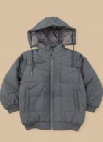 Nike Hooded Jacket – Blue & Grey Chevron Puffer Coat - Image 3