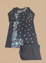 Buy 2 Pc Hand Painted Cotton Suit Pakistan | Black Floral - Image 2