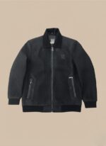 Charcoal Men's Pinstripe Jacket with Zipper - Stylish Outerwear - Image 2