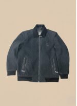 Charcoal Men's Pinstripe Jacket with Zipper - Stylish Outerwear - Image 3