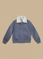 Men's Textured Grey Zip-Up Jacket with  Collar - Image 4