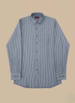Men's Blue and White Striped Dress Shirt - Tailorbird Classic Fit - Image 4