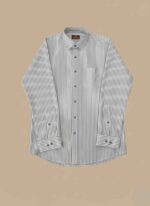 Men's Blue and White Striped Dress Shirt - Tailorbird Classic Fit - Image 3