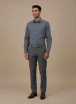 Men charcoal cotton formal dress shirt front view Charcoal formal shirt with long sleeves for office wear Men’s cotton worth charcoal dress shirt Professional men’s charcoal shirt with classic collar Summer cotton formal shirt for men Men Charcoal Formal Shirt