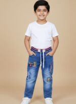 boys-light-blue-denim-jeans-with-cool-dude-patcheskids-winter-denim-pants-with-elastic-ribbed-waistbandboys-denim-cargo-style-trousers-with-utility-pocketsgelani-brand-boys-denim-jeans-six-detail-of-hope-graphic-embroidery-on-boys-blue-jeans-size Boys denim jeans in Pakistan